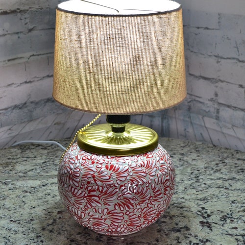 Beautiful Ceramic Table Lamp Mexican Decoration Pitcher Lamp Etsy