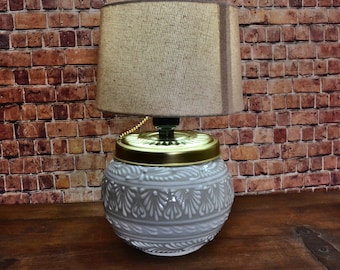 Bedside lamp, Beautiful ceramic table lamp, mexican decoration ginger jar lamp with shade, talavera vase lamp, ball lamp. CM388