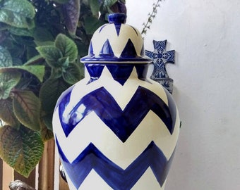 Ceramic ginger jar, Beautiful talavera ginger jar, lidded ceramic jar, Floral ginger jar, lattice ginger jar CM288