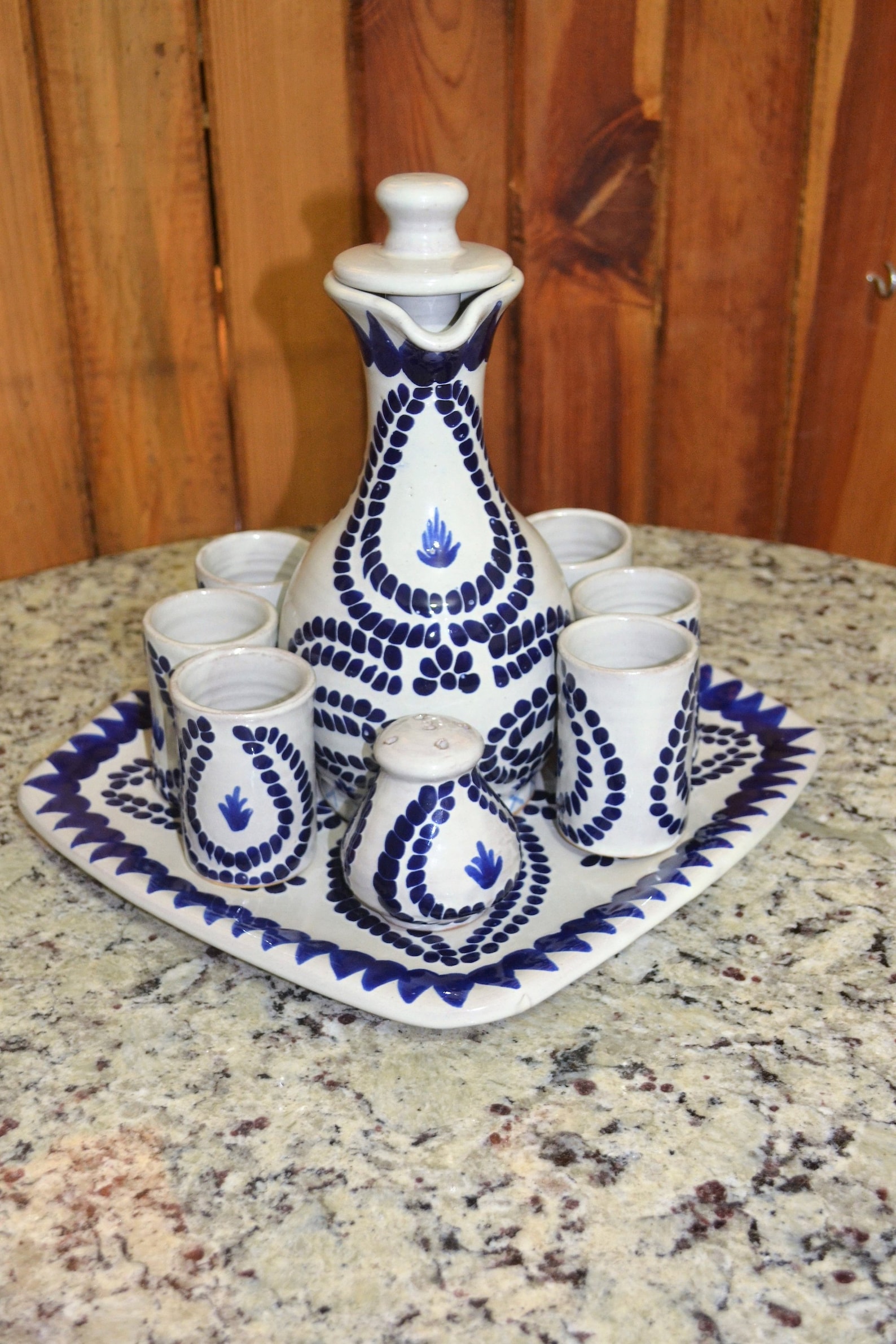Talavera Tequila Set, Tequila Decanter, Custom Shot Glasses, Decanter
