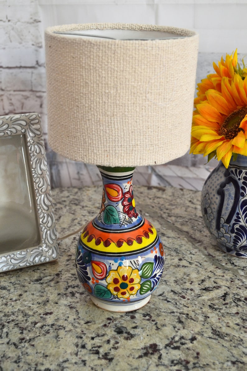 Beautiful ceramic table lamp mexican decoration pitcher lamp Etsy