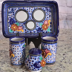 Authentic Talavera, Tequila shot glasses and tray set, tequila gift, ceramic shot glasses, custom shot glasses CM031