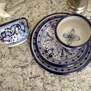 4 Pieces Talavera dish set, Pottery plate, Ceramic bowl, Dinnerware set, Coffe mug, dish set. CM135 image 1