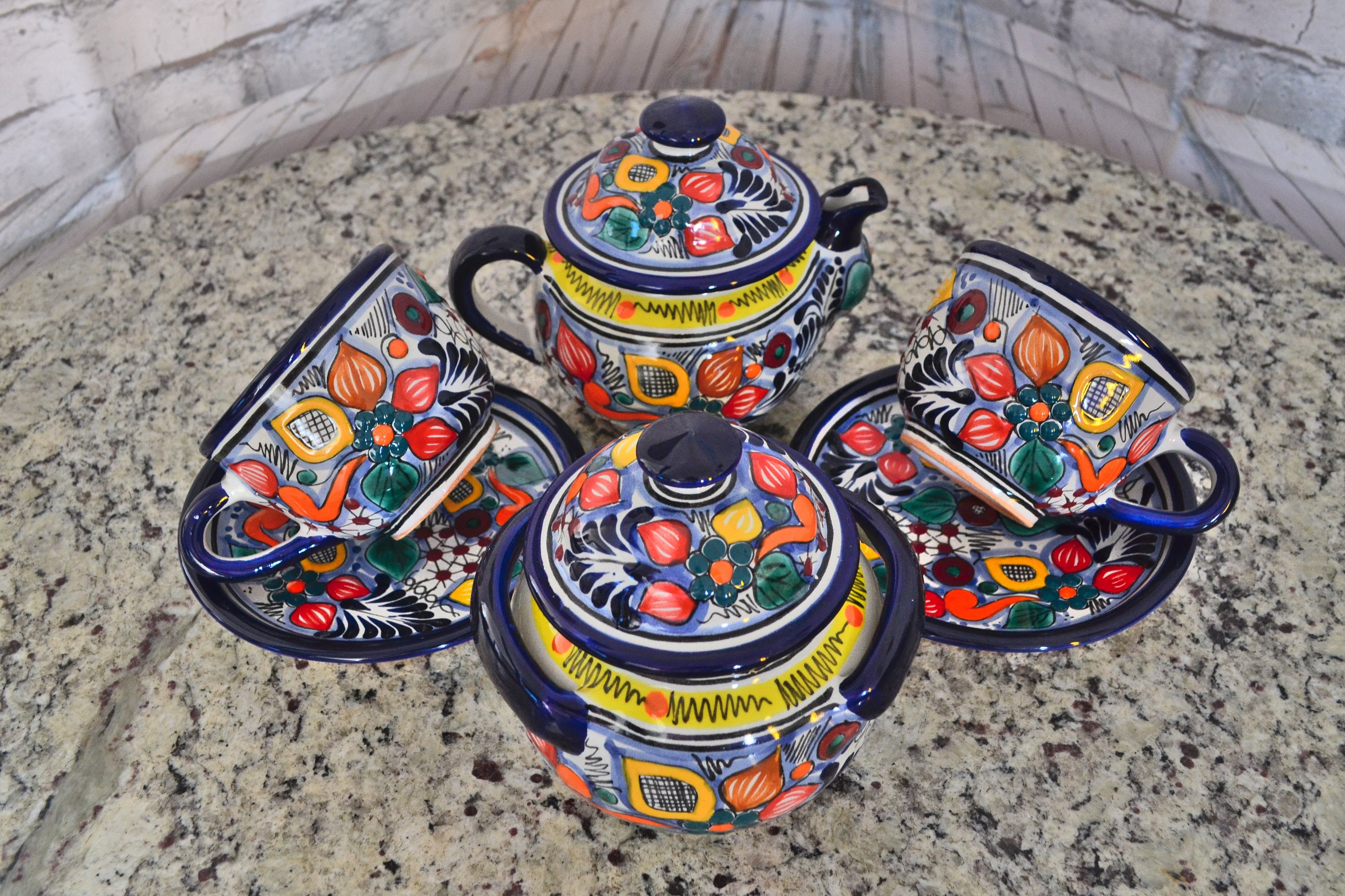 Mexican Talavera Coffee Set, Mexican Pitcher, Talavera Mug