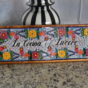 13" or 25" Personalized Talavera tile wood house Sign, Personalized family name, home sign, talavera tile, Talavera Poblana CM466