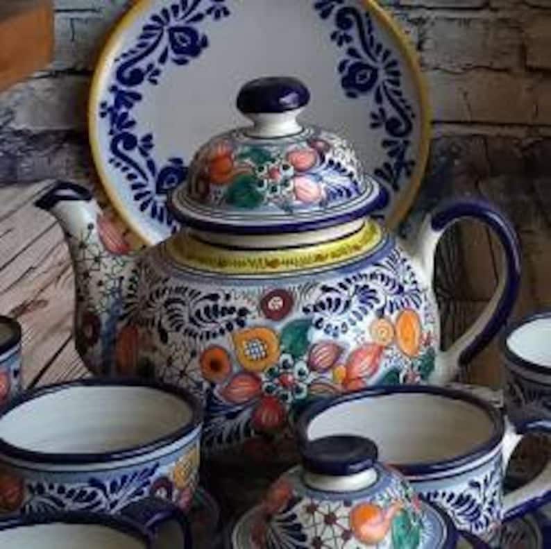 Talavera Teapot Pitcher Mexican Ceramics 40 Oz Coffee Etsy