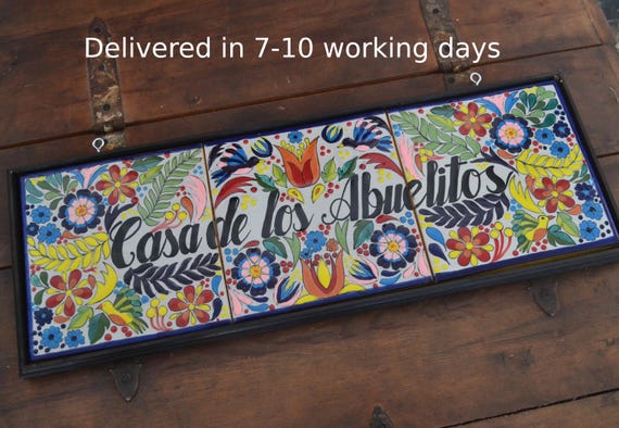Personalized Talavera Home Sign: Mexican Decor Door Tile (25" or 20") CM514 7-10 working days deliver