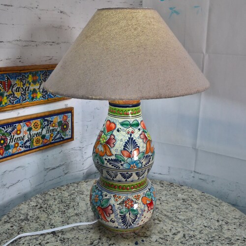 Beautiful Ceramic Table Lamp Mexican Decoration Pitcher Lamp Etsy