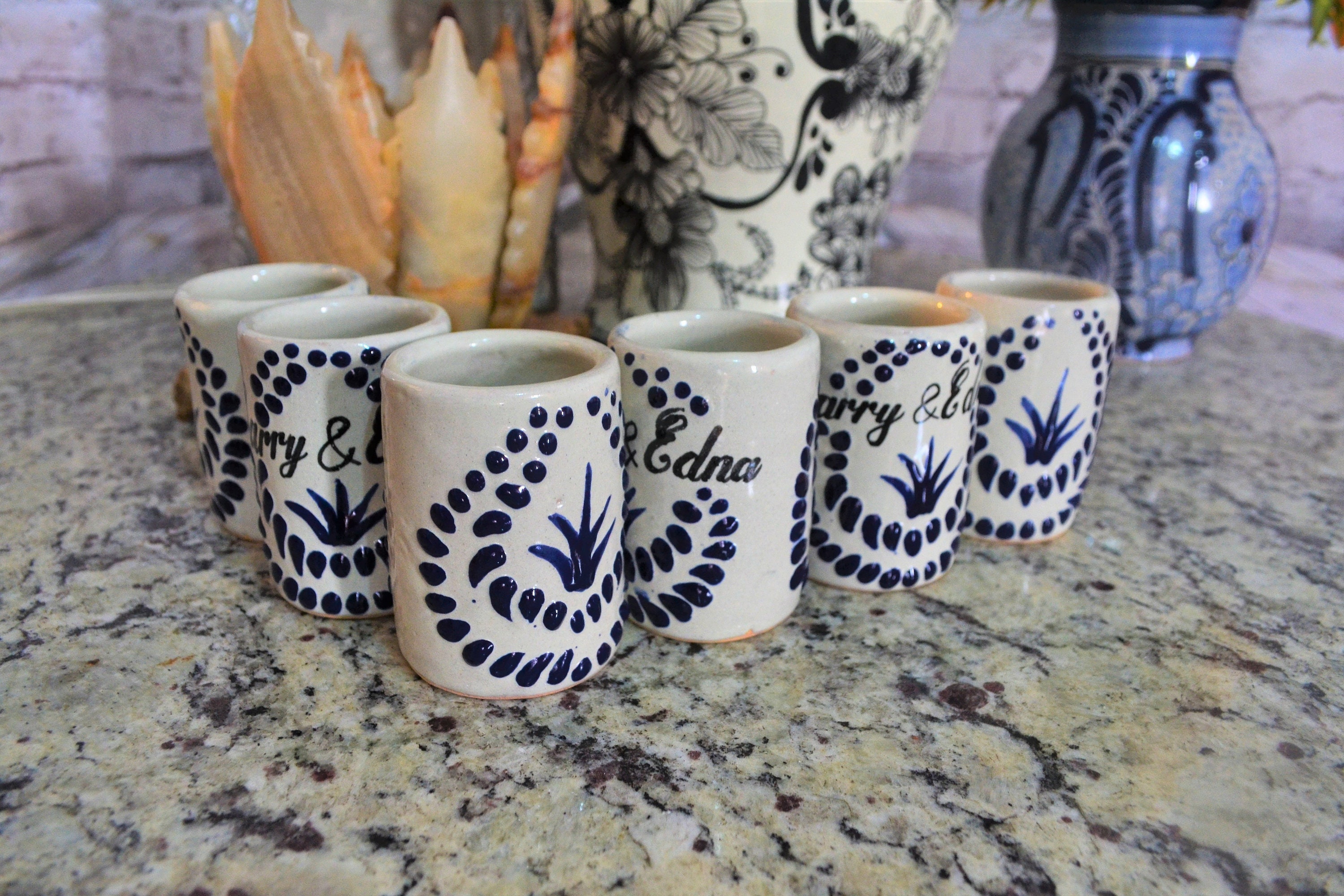 14 shot glasses, Talavera tequila shot glasses set, custom shot glasses, tequila gift, talavera vases, wedding gift  CM252