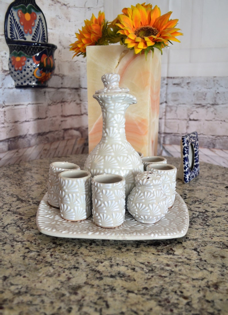 Talavera Tequila Set Tequila Decanter Decanter Custom Shot Etsy