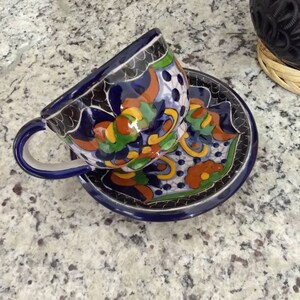 4 Pieces Talavera dish set, Pottery plate, Ceramic bowl, Dinnerware set, Coffe mug, dish set. CM135 image 9