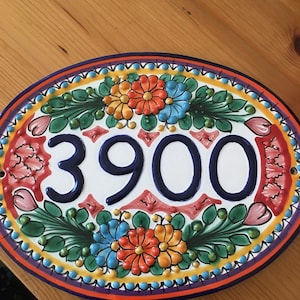 9.5" Personalized Talavera tile house Sign, Housewarming gift, house number, personalized tile sign, Mexican decor, Talavera Poblana CM309B