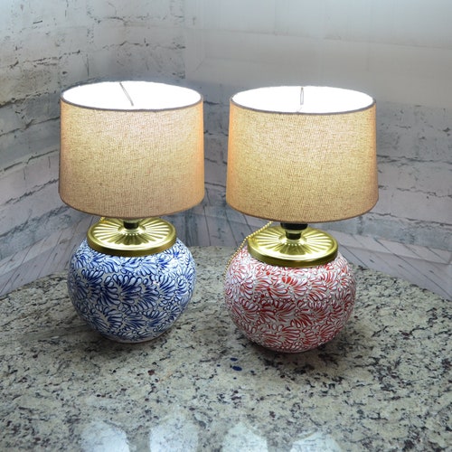 Beautiful Ceramic Table Lamp Mexican Decoration Pitcher Lamp Etsy