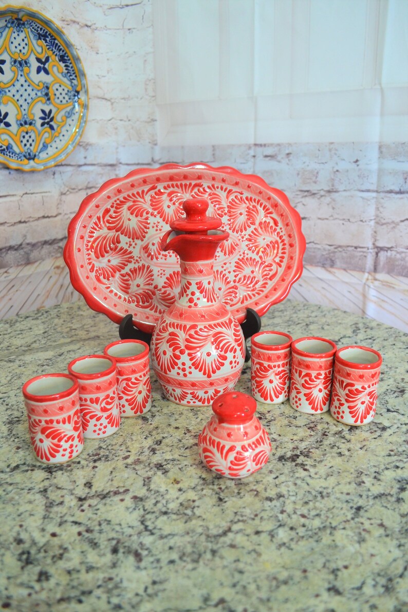 Talavera Tequila Set Tequila Decanter Liqour Decanter Custom Etsy