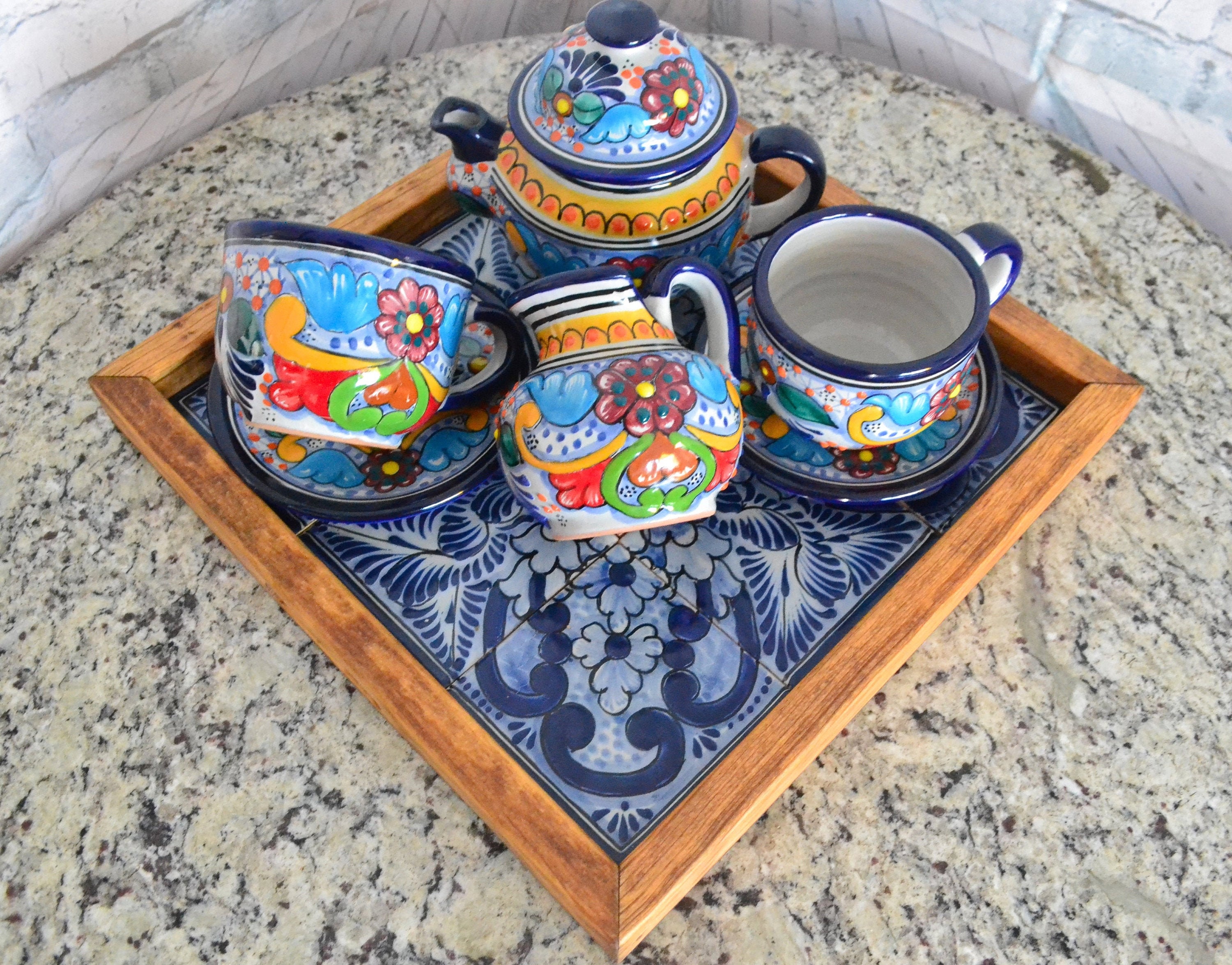 Mexican Talavera Coffee Set,mexican Pottery, Tea Pitcher, Coffee