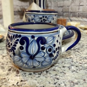 Set of 6 Talavera coffee cups with saucers, coffee mug, chocolate cup, chocolate mug. CM225