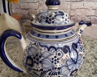 Talavera teapot, pitcher, mexican ceramics,  40 Oz  coffee pitcher, creamer and sugar container.  CM133