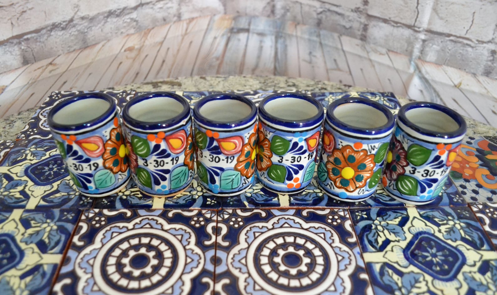 Set of 12 Talavera Tequila Shot Glasses Set Custom Shot Etsy