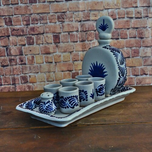 Talavera Tequila Set Tequila Decanter Decanter Custom Shot Etsy
