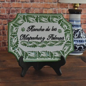 Upgrated shipping Personalized Talavera tile house Sign, Talavera wall sign, personalized tile sign, Mexican decor, Talavera Poblana CM376