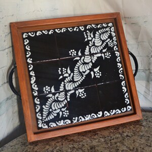Mexican Talavera Tray, Mexican ceramics tray, Talavera tiles tray, Ottoman tray CM548