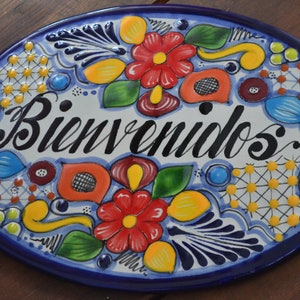 13" Personalized Talavera tile house Sign, Housewarming gift, personalized tile sign, Mexican decor, Talavera Poblana CM465