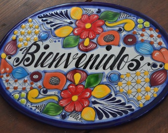 9.5"  Personalized Talavera House Sign: Authentic Mexican Decor CM465