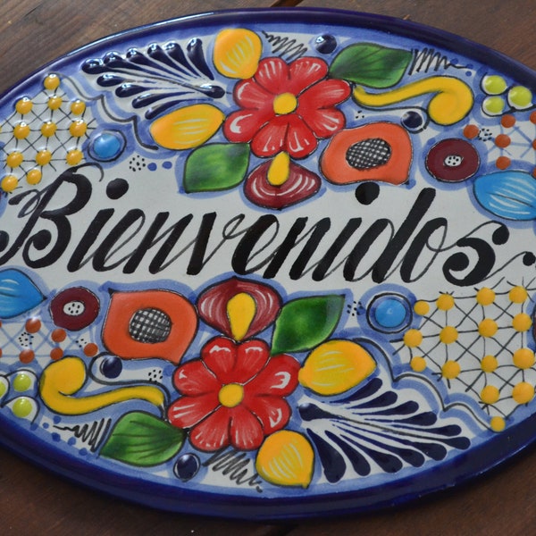 13" Personalized Talavera tile house Sign, Housewarming gift, personalized tile sign, Mexican decor, Talavera Poblana CM465