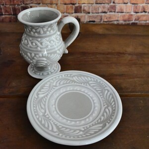 Talavera coffee cup and saucer set, mexican coffee mug, talavera cup, mexican talavera mug. Irish coffee mug CM393 image 3