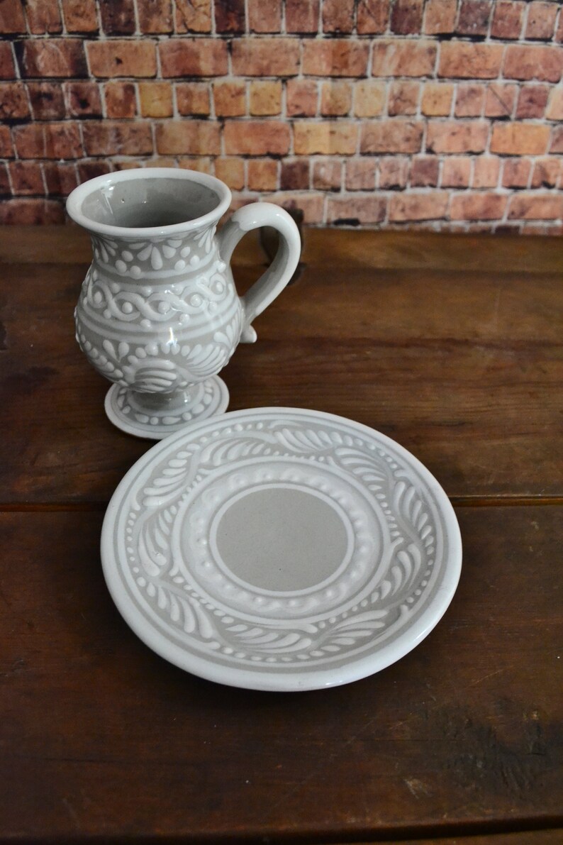 Talavera coffee cup and saucer set, mexican coffee mug, talavera cup, mexican talavera mug. Irish coffee mug CM393 image 3