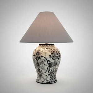 Beautiful talavera lamp, ceramic table lamp, talavera ginger jar lamp, talavera vase lamp, lattice ginger jar. CM251