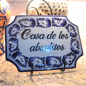 Personalized Talavera tile house Sign, Housewarming gift, personalized tile sign, new home gift, Mexican decor, Talavera Poblana CM372 image 1