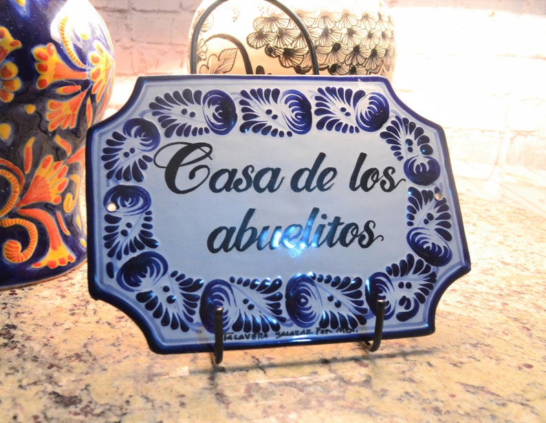 Personalized Talavera tile house Sign, Housewarming gift, personalized tile sign, new home gift, Mexican decor, Talavera Poblana CM372 image 1