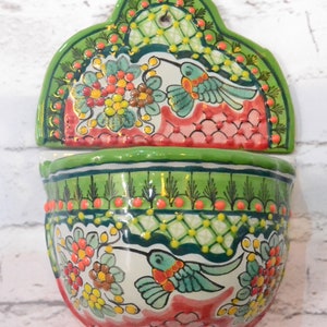 2 Authentic talavera planters, ceramic wall planter, basket flower, wall flower pot/planter, hanging planter CM367