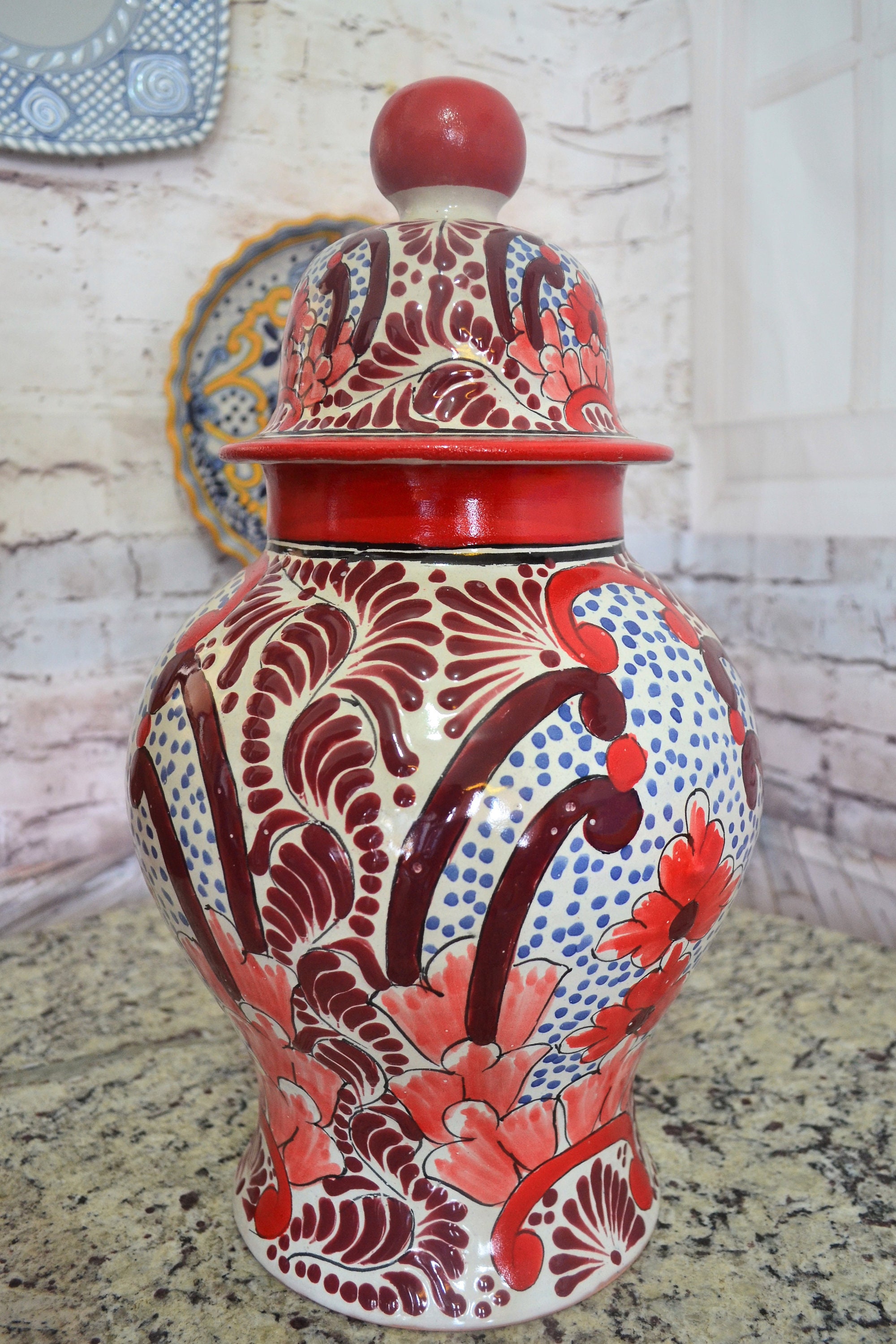 Ceramic ginger jar Beautiful talavera ginger jar lidded Etsy