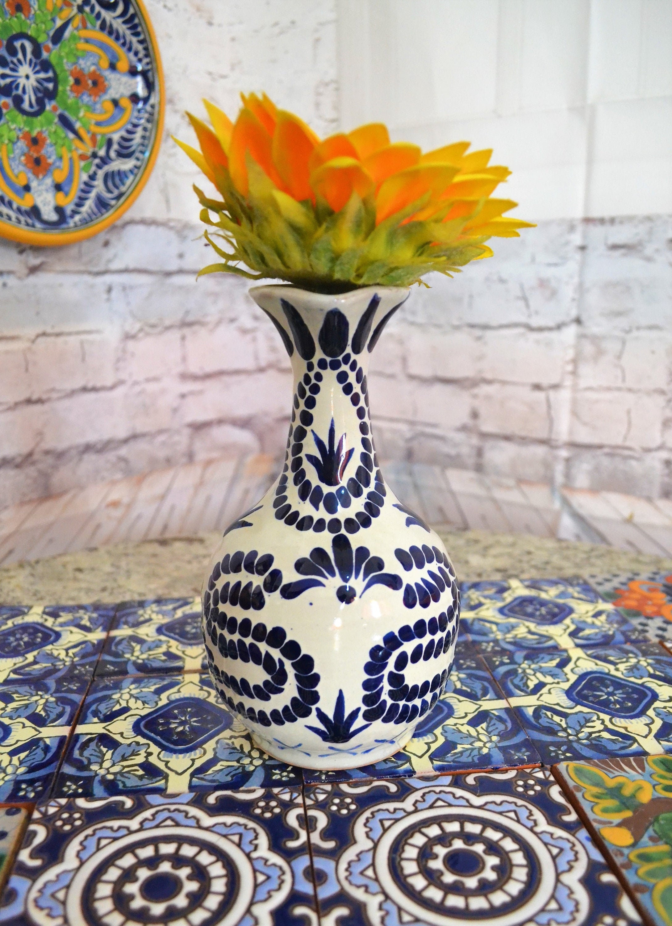 Set of 2 Mexican talavera flower vase talavera pitcher Etsy