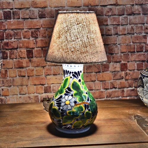Beautiful Ceramic Table Lamp Mexican Decoration Pitcher Lamp Etsy