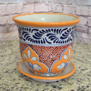 Set of 2 Mexican planter, talavera succulent planter. Talavera planter, talavera pot. Succulent planter. hanging planter indoor. CM071