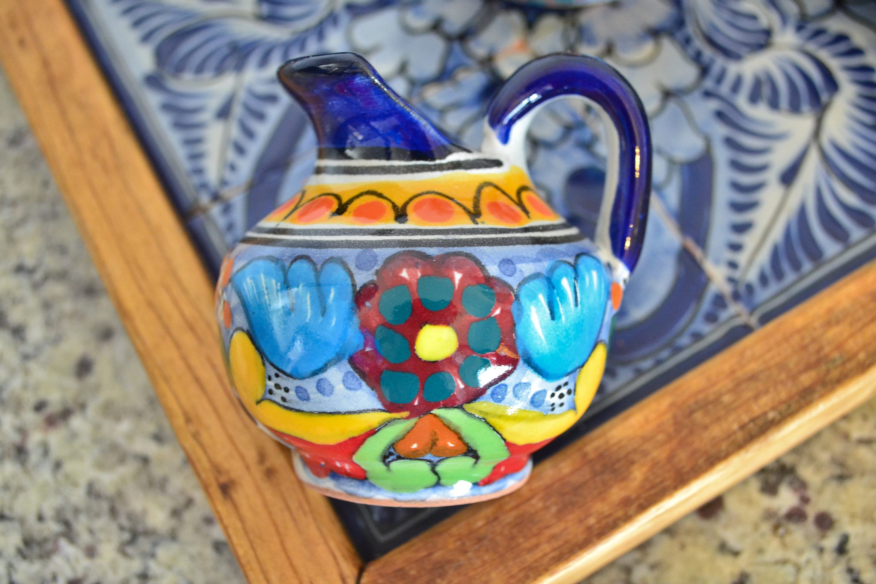 Mexican Talavera 4 People Coffee Set, Ottoman Serving Tray