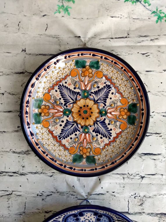 Plato Mexicano De Talavera. Placa Decorativa De Ceramica Majolic Para Montaje En Pared De 12 13 8. CM046 Etsy