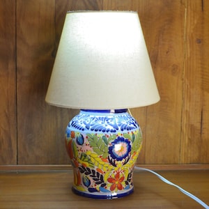 Authentic Talavera Ginger Jar Lamp, Majolica Ceramic, 20" Tall CM518