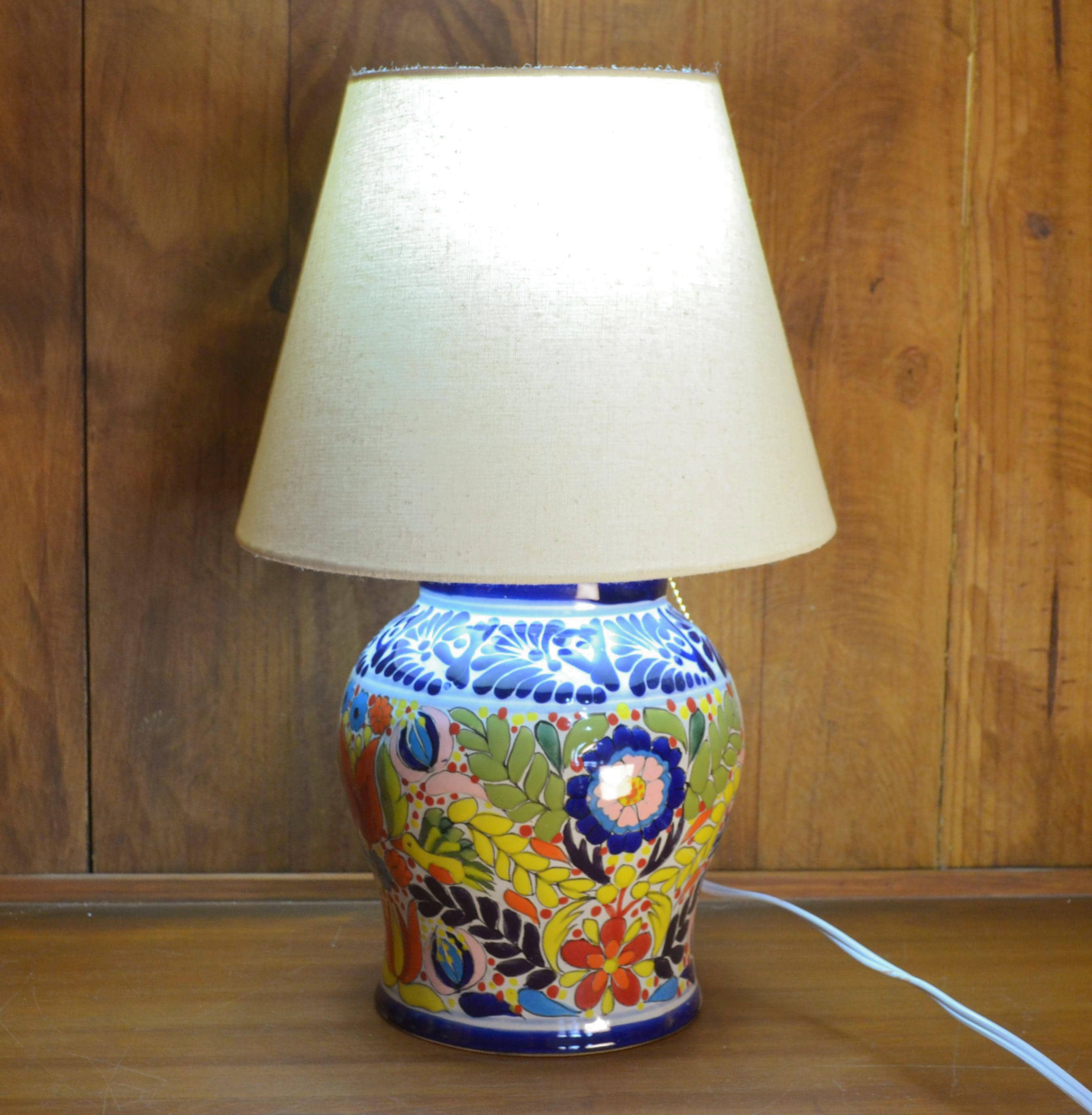 Authentic Talavera Ginger Jar Lamp, Majolica Ceramic, 20