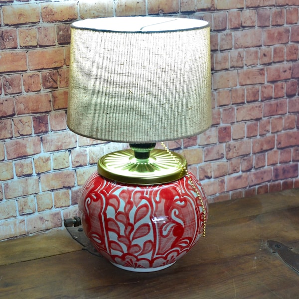 Belle lampe de table en céramique, lampe mexicaine de pot de gingembre de décoration avec l’ombre, lampe de vase de talavera, lampe de boule. CM437 (CM437)