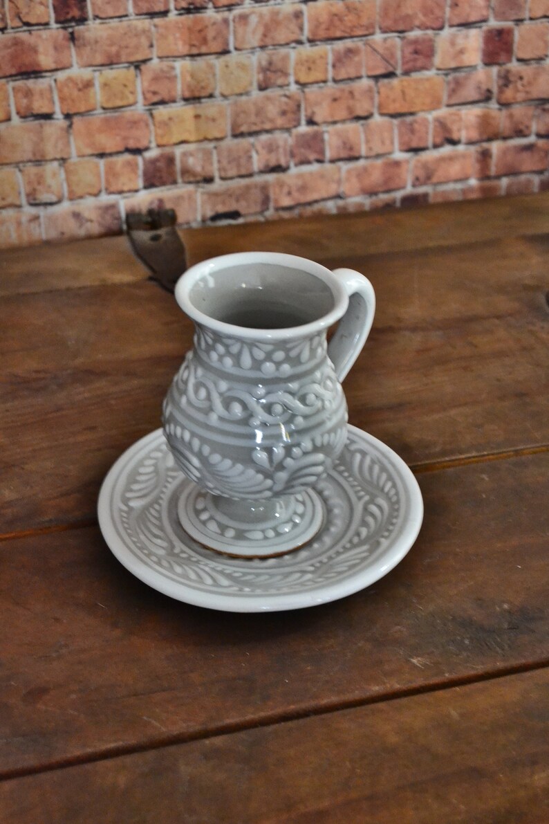 Talavera coffee cup and saucer set, mexican coffee mug, talavera cup, mexican talavera mug. Irish coffee mug CM393 image 5