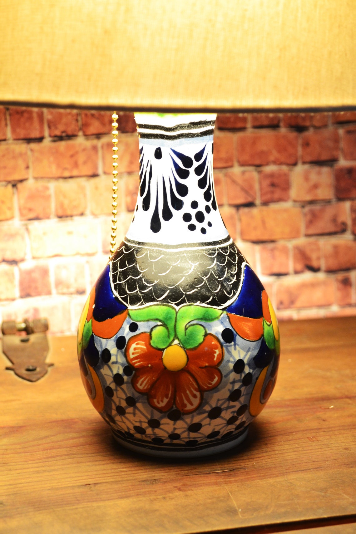 Beautiful Ceramic Table Lamp Mexican Decoration Pitcher Lamp Etsy