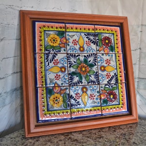 Mexican Talavera Tray, Mexican ceramics tray, Talavera tiles tray, Ottoman tray. CM544