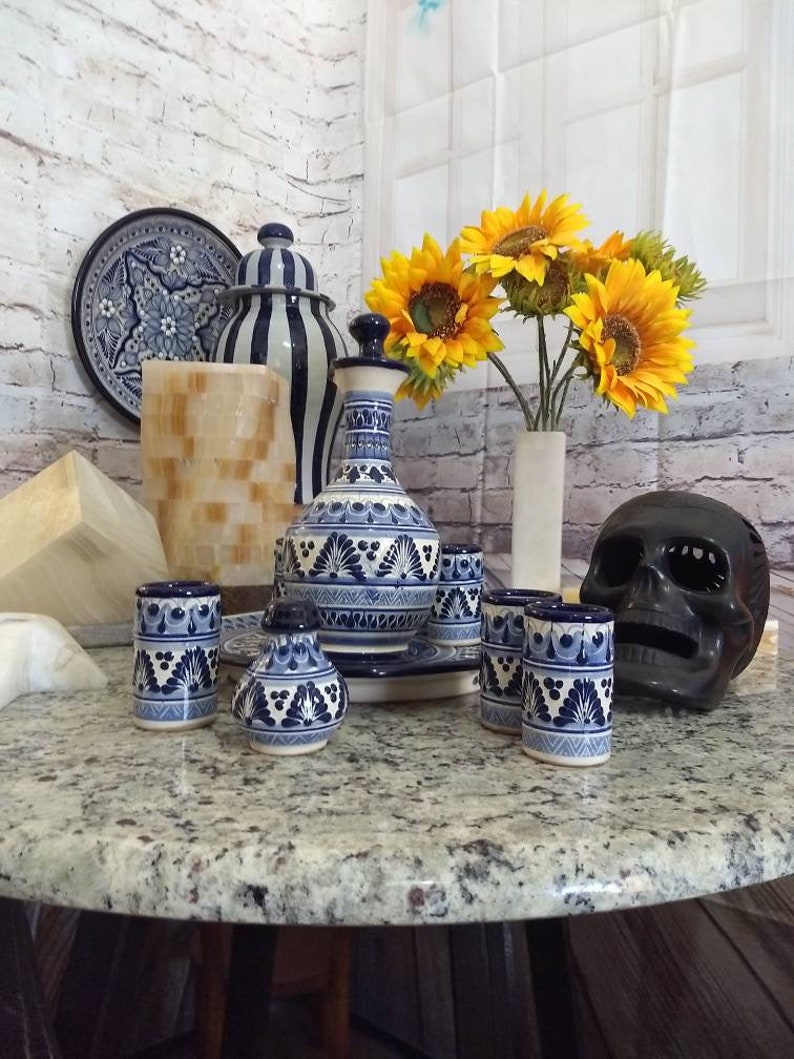 Talavera Tequila Set Tequila Decanter Decanter Custom Shot Etsy