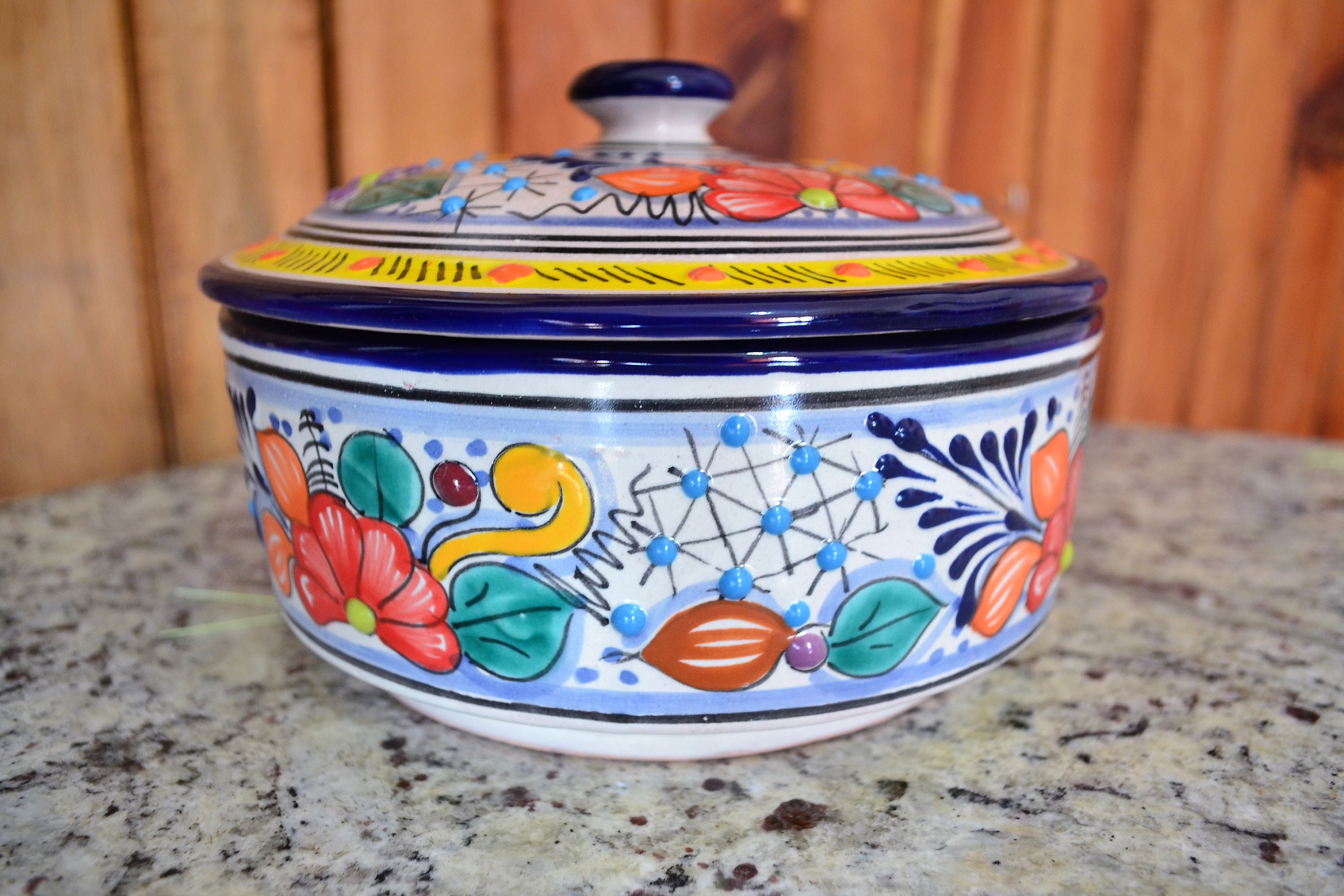 Mexican Tortilla Warmer Server Talavera Tortilla Holder LEAd FREE Tort - View #11
