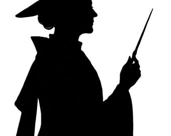 Minerva McGonagall Silhouette, Wizard PNG, Cricut Cut File (Digital Download)
