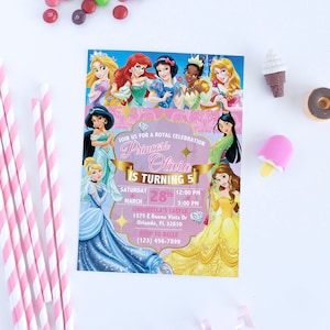 Disney Princess Birthday Invitation 5x7 DIGITAL FILE - PRINTABLE, Disney Princess Birthday, Disney Princess Invitation, Birthday Invitations